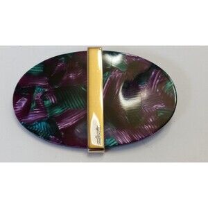 Vintage Signed Silhouette 5010/2 2136 Purple & Green Lucite Brooch Pin